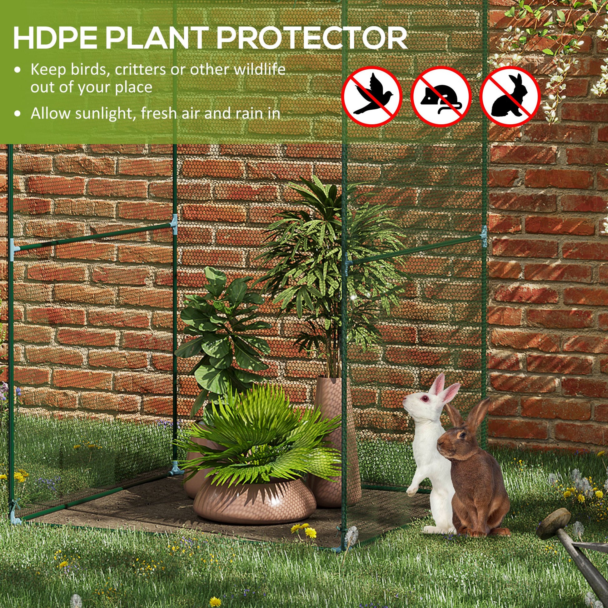 Outsunny 4' X 4' Crop Cage, Plant Protection Tent With Zippered Doors For Vegetable Garden, Backyard, Green Green Steel