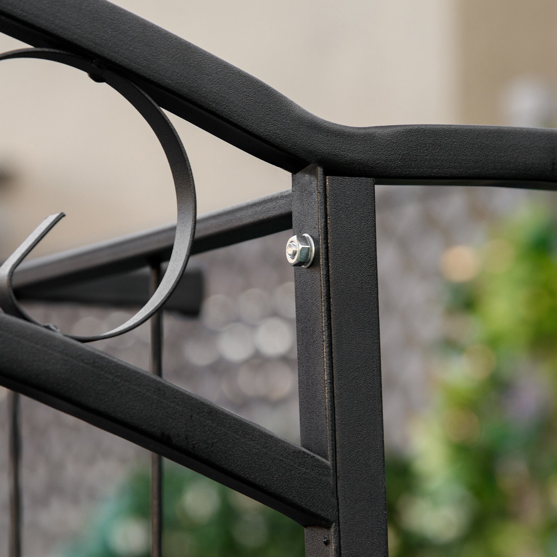 Outsunny 7Ft Outdoor Garden Arbor, Wedding Arch For Ceremony, Trellis With Scrollwork Design, Ideal For Climbing Vines And Plants Black Metal