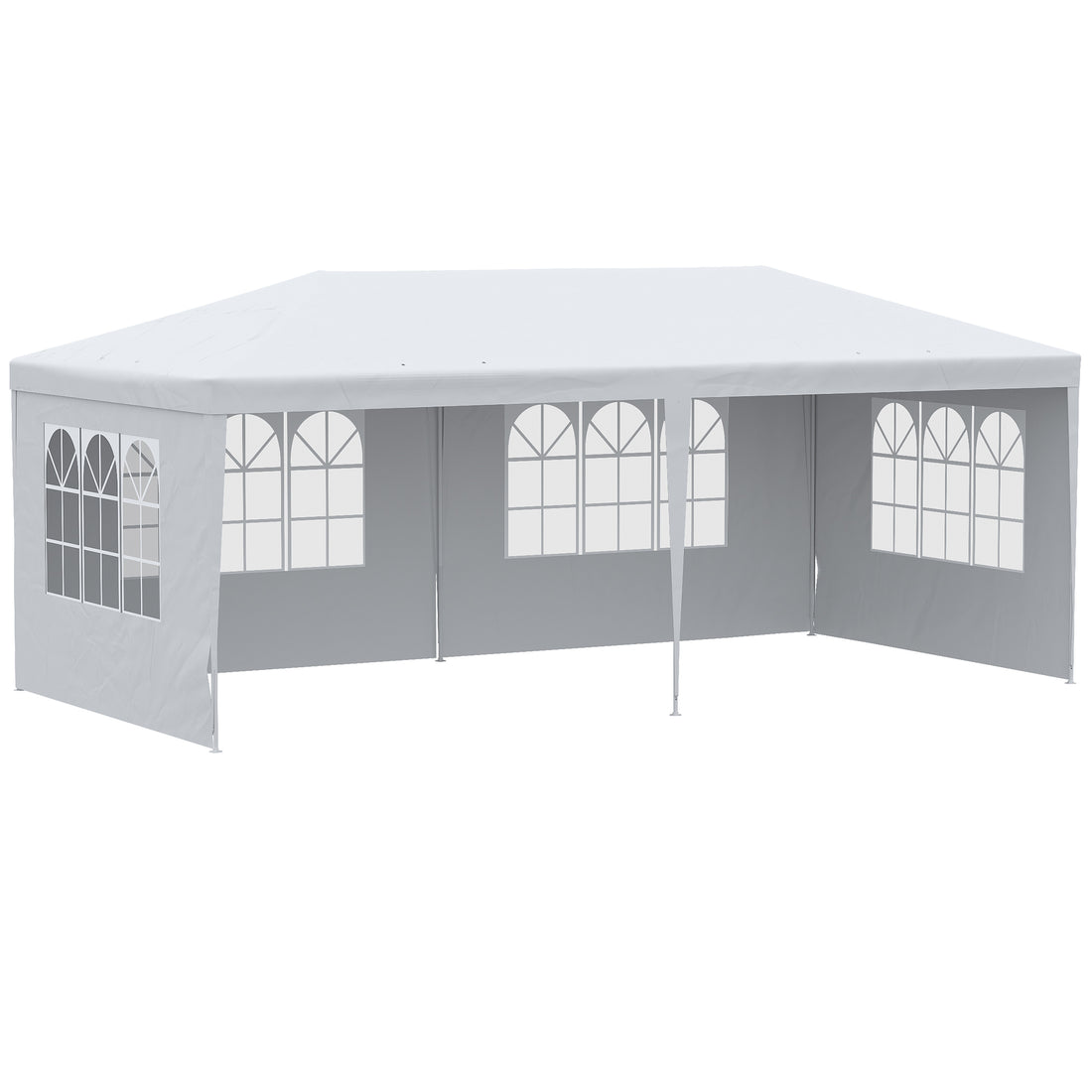 Outsunny 10' X 20' Large Party Tent, Events Shelter Canopy Gazebo With 4 Removable Side Walls, Shade Shelter For Weddings, White White Steel