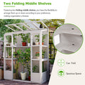 78 Inch Wooden Greenhouse Cold Frame With 4 Independent Skylights And 2 Folding Middle Shelves, Walk In Outdoor Greenhouse, White White Seats 2 Garden & Outdoor Casual Wood