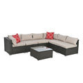 Patio Furniture Sets Yes Dark Gray Seats 6 Pe Rattan Iron Waterproof Fabric