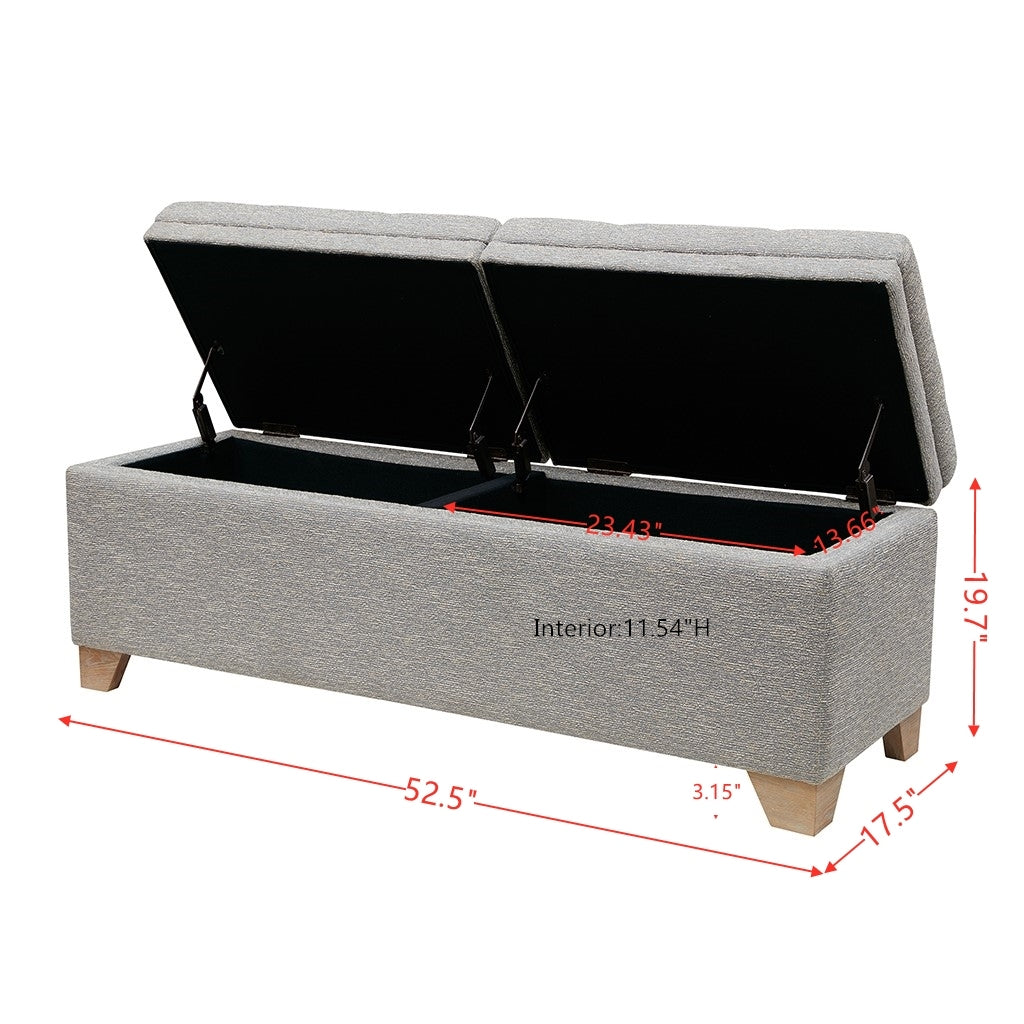 Soft Close Storage Bench Grey Multi Polyester