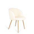 Adjust Legs Upholstered Teddy Faux Fur Dining Armrest Chair Set Of 2 Off White Metal Off White Dining Room Powder Coated Foam Dry Clean Round Mid Century Modern Solid Back Foam Polyester