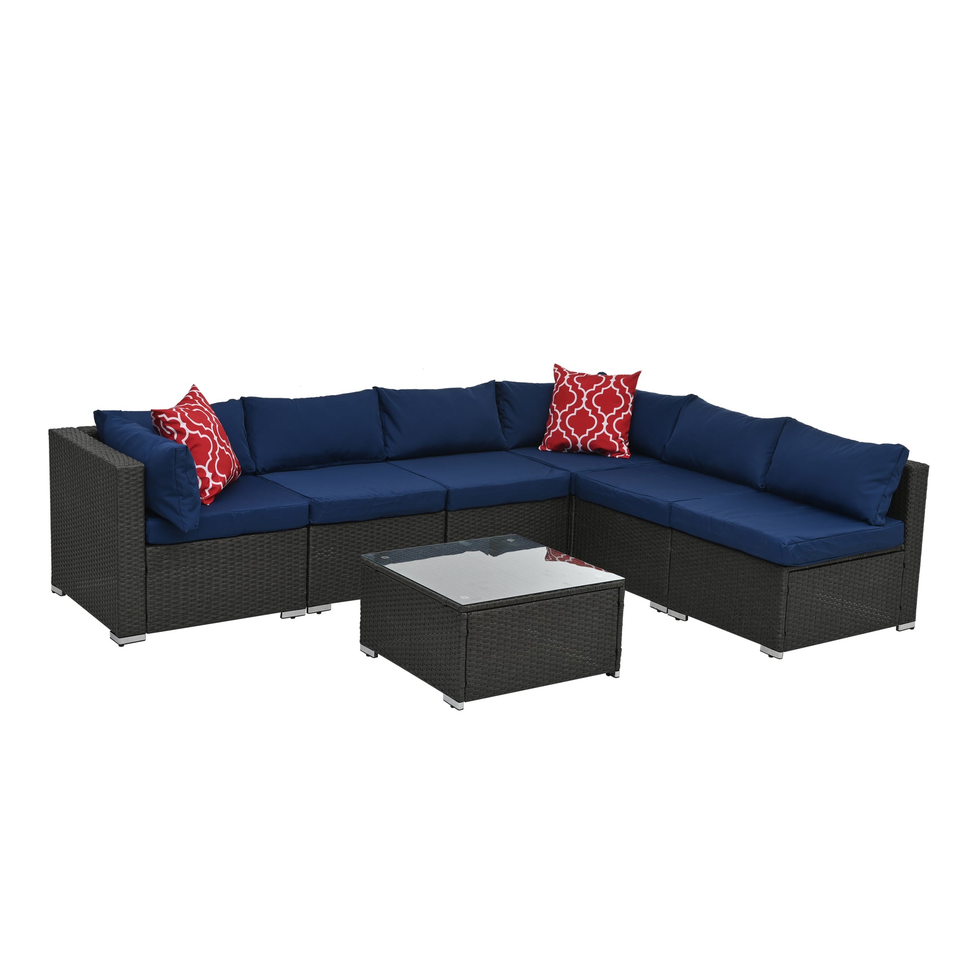 Patio Furniture Sets Dark Gray Pe Rattan Iron Waterproof Fabric