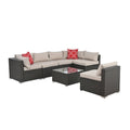 Patio Furniture Sets Yes Dark Gray Seats 6 Pe Rattan Iron Waterproof Fabric