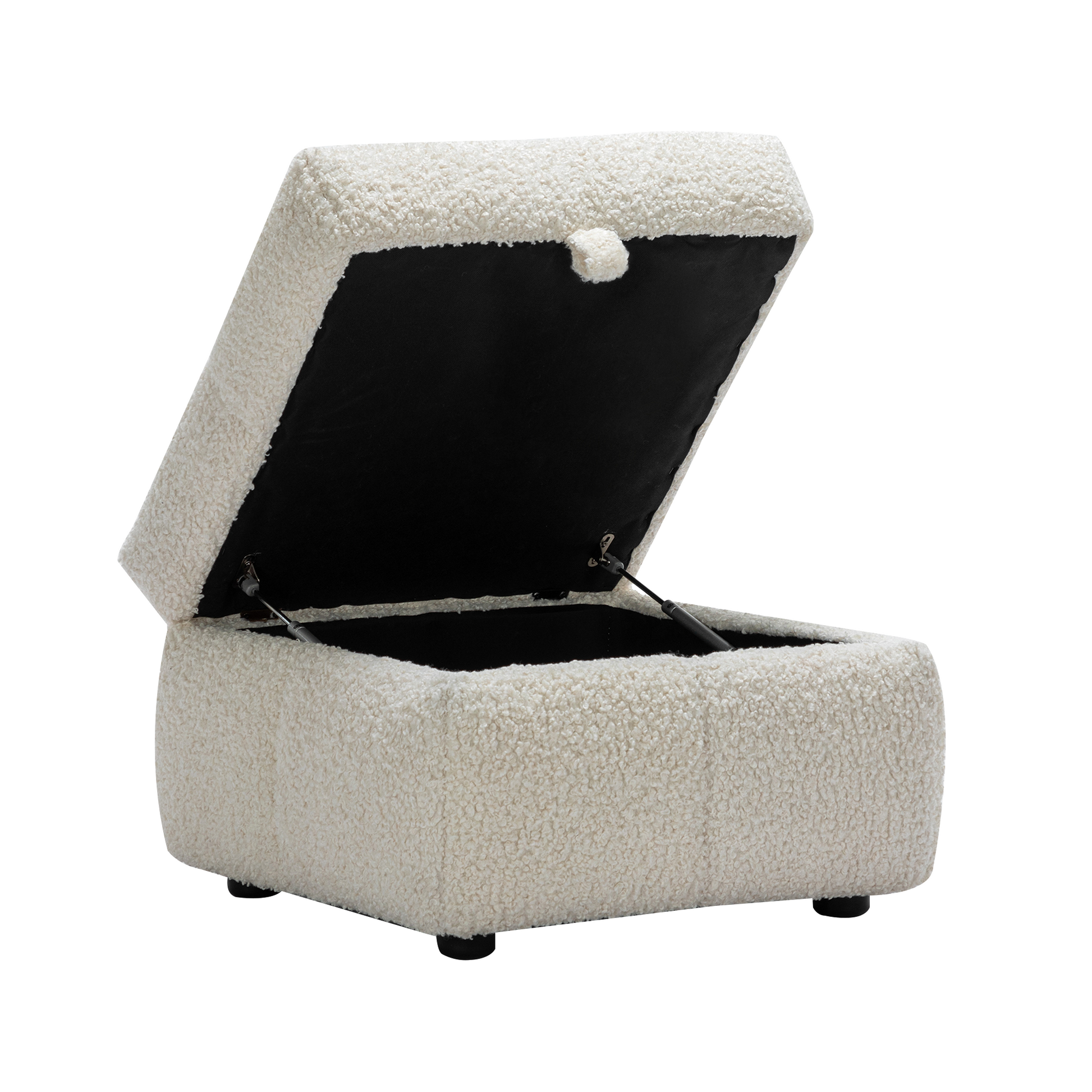 87.7" Sectional Sofa Cozy Teddy Fleece Fabric Sectional Sofa Couch With Two Usb Ports A Movable Storage Ottoman And Two Lumbar Pillows For Living Room, Creamy White Creamy White Foam Teddy