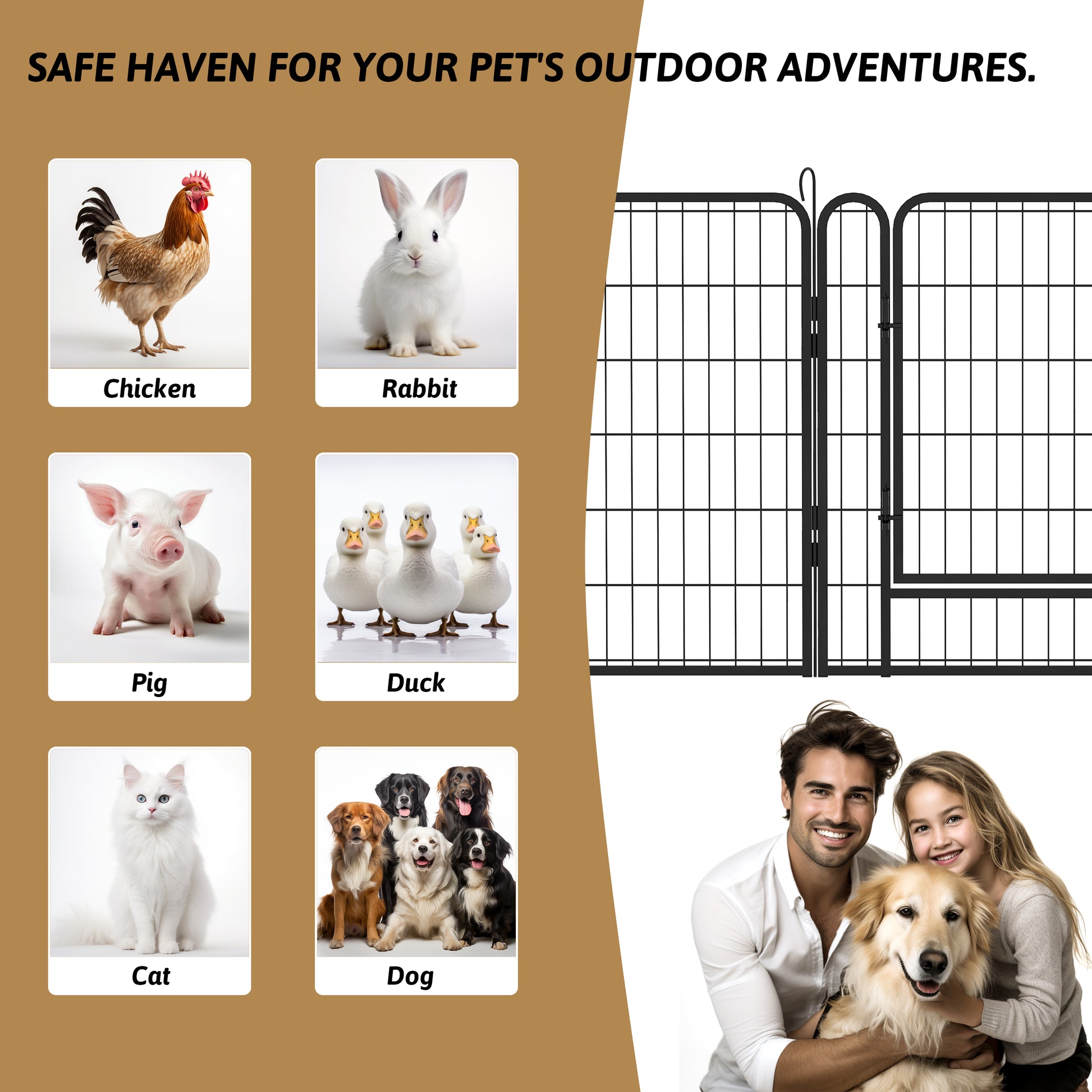 6 Panels Heavy Duty Metal Playpen With Door,31.7"H Dog Fence Pet Exercise Pen For Outdoor, Indoor Black Metal