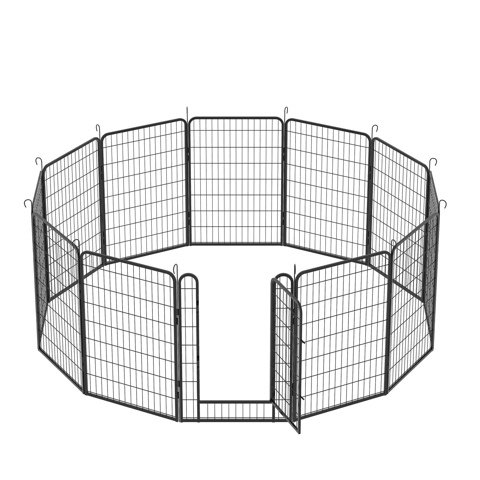 12 Panels Heavy Duty Metal Playpen With Door,39.37"H Dog Fence Pet Exercise Pen For Outdoor Black Metal