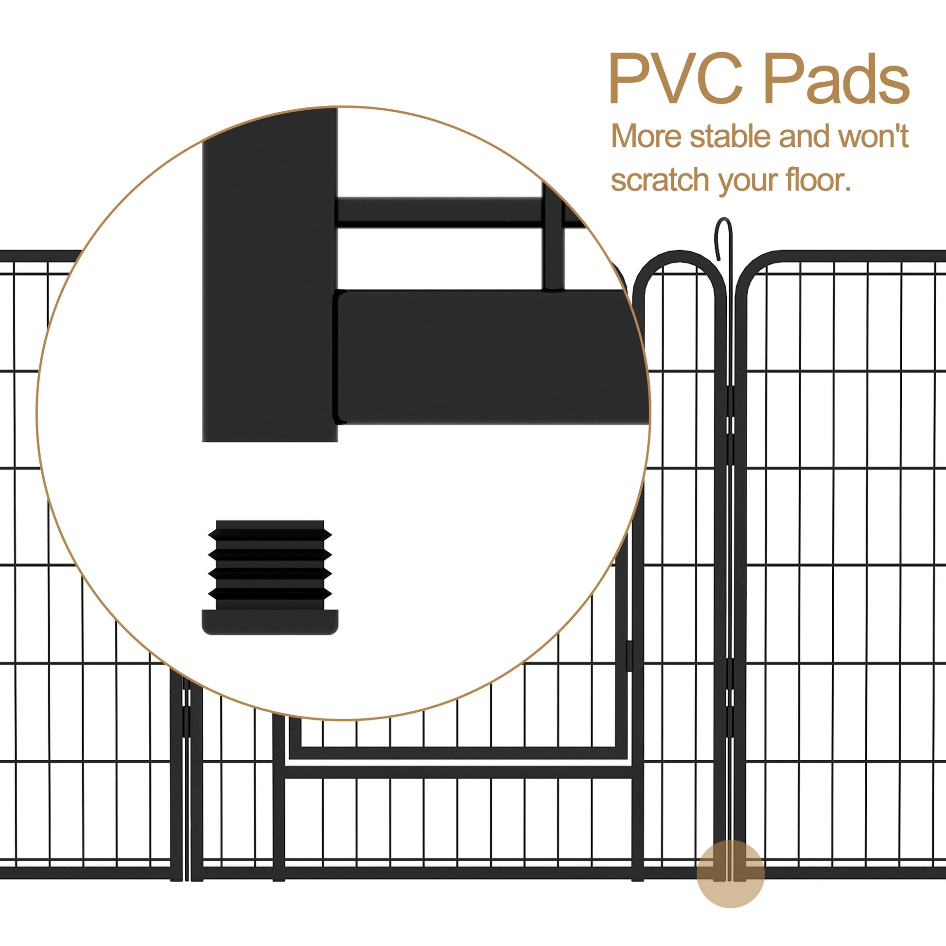 6 Panels Heavy Duty Metal Playpen With Door,31.7"H Dog Fence Pet Exercise Pen For Outdoor, Indoor Black Metal