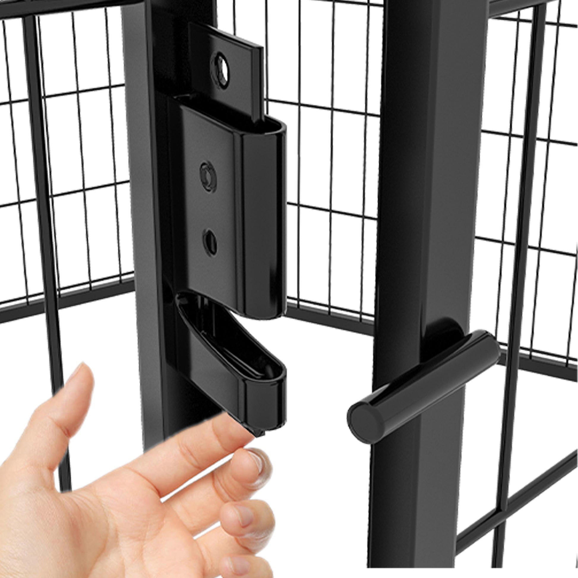 6 Panels Heavy Duty Metal Playpen With Door,31.7"H Dog Fence Pet Exercise Pen For Outdoor, Indoor Black Metal