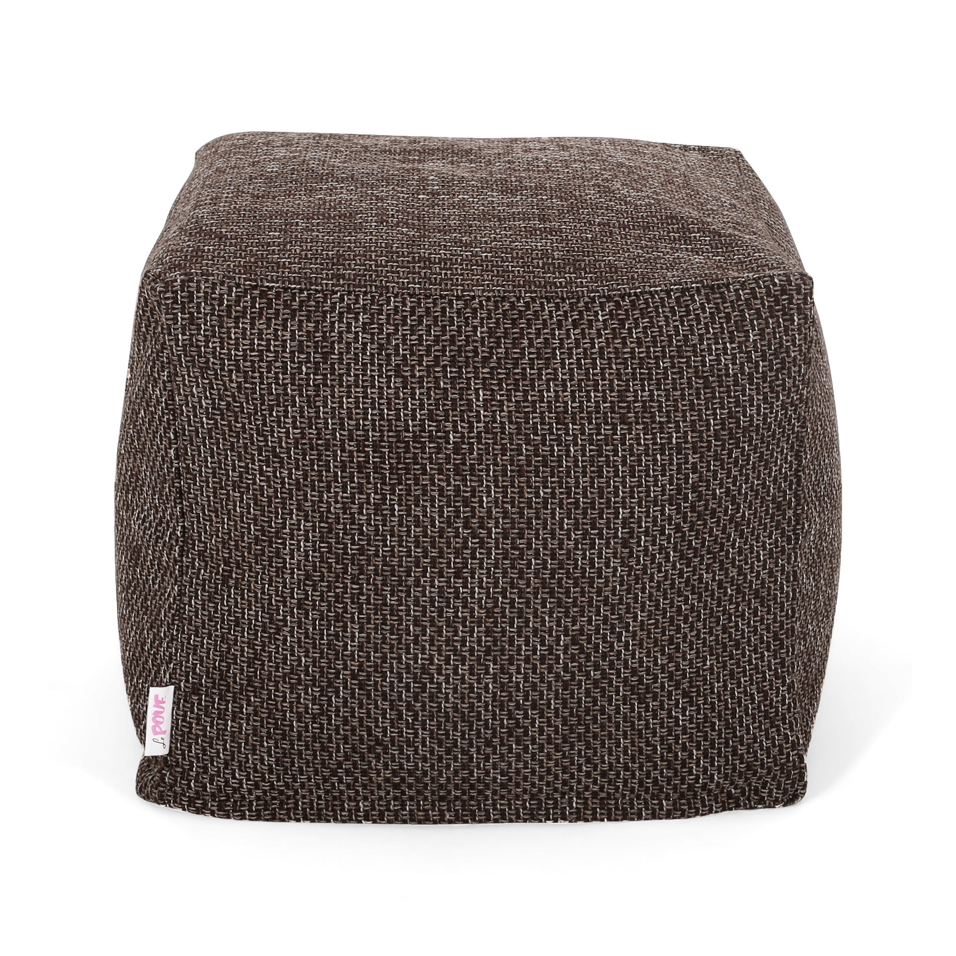 Naima Contemporary Fabric Square Pouf, Dark Brown Dark Brown Fabric