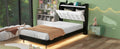 Twin Size Upholstery Platform Bed Frame With Led Light Strips,Headboard Storage Space And Two Usb Charging Deisgn,Black Black Upholstered