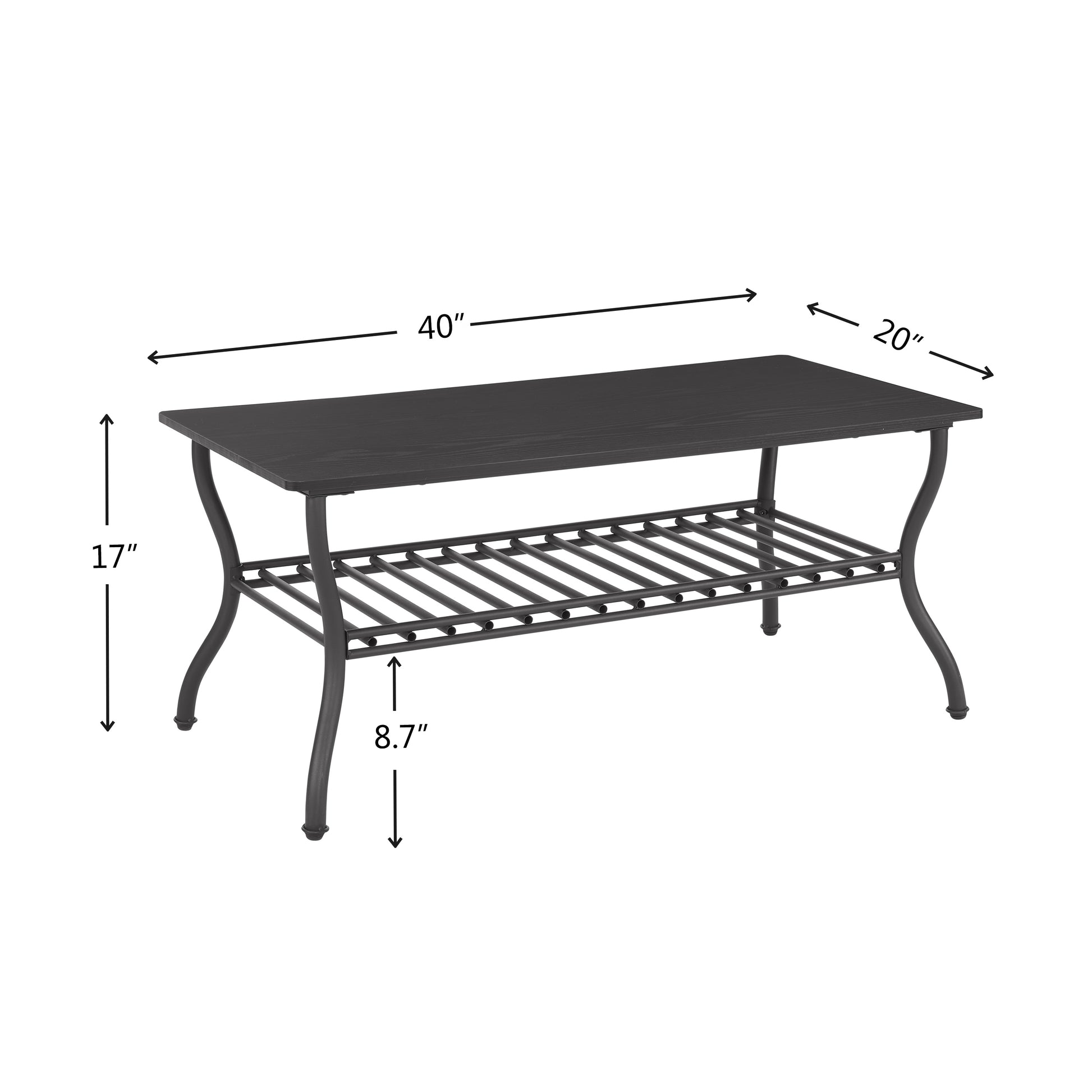 Modern Style 3 Piece Coffee Table Set Rectangle Coffee Table With 2 Square End Side Table Retro Design Coffee Table With Sturdy Base For Living Room Decor Black Black Primary Living Space American Design,Retro Rectangular Coffee & End Tables Metal & Wood