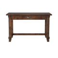Restoration 48 Inch Writing Desk, No Assembly Required, Rustic Walnut Finish Brown Brown Keyboard Tray Writting Desk Office Lodge,Mission,Rustic Freestanding Rectangular Drawers Desk Rectangular Wood Trestle