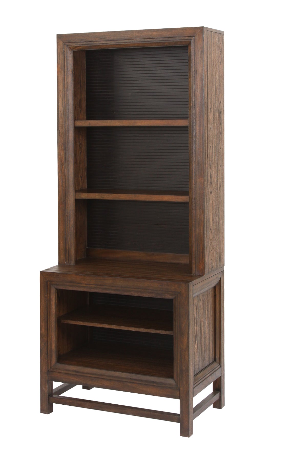 Branson Bookcase Pier, No Assembly Required, Two Tone Finish 3 Brown Brown Library Primary Living Space Closed Back Wood American Design,Transitional Pine Pine