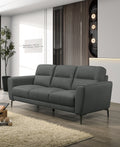Anthracite Gray Top Grain Leather 2Pc Sofa Set Sofa And Loveseat Contemporary Living Room Furniture Full Leather Couch Gray Genuine Leather Wood Primary Living Space Classic,Contemporary Rubberwood