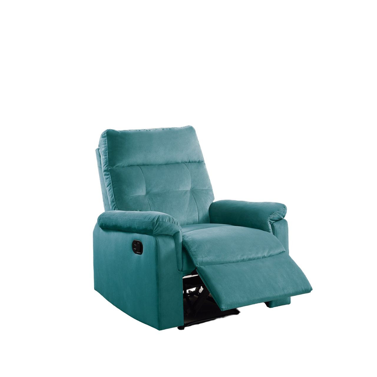 Luxurious Velvet Teal Blue Color Motion Recliner Chair 1Pc Couch Manual Motion Plush Armrest Tufted Back Living Room Furniture Chair Teal Blue Velvet Manual Handle Metal Primary Living Space Cushion Back Contemporary,Modern,Transitional Handle Pillow Top