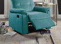 Luxurious Velvet Teal Blue Color Motion Recliner Chair 1Pc Couch Manual Motion Plush Armrest Tufted Back Living Room Furniture Chair Teal Blue Velvet Manual Handle Metal Primary Living Space Cushion Back Contemporary,Modern,Transitional Handle Pillow Top