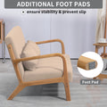 Leisure Chair With Solid Wood Armrest And Feet, Mid Century Modern Accent Sofa,2 Seat Beige Linen