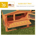 Pawhut Rabbit Hutch 2 Story Bunny Cage Small Animal House With Slide Out Tray, Detachable Run, For Indoor Outdoor, 61.5