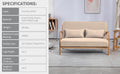 Leisure Chair With Solid Wood Armrest And Feet, Mid Century Modern Accent Sofa,2 Seat Beige Linen