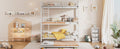 Metal Twin Size Triple Bunk Bed With Trundle, White Antique White Metal