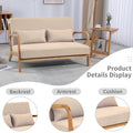 Leisure Chair With Solid Wood Armrest And Feet, Mid Century Modern Accent Sofa,2 Seat Beige Linen