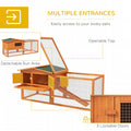 Pawhut Rabbit Hutch 2 Story Bunny Cage Small Animal House With Slide Out Tray, Detachable Run, For Indoor Outdoor, 61.5