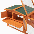 Pawhut Rabbit Hutch 2 Story Bunny Cage Small Animal House With Slide Out Tray, Detachable Run, For Indoor Outdoor, 61.5