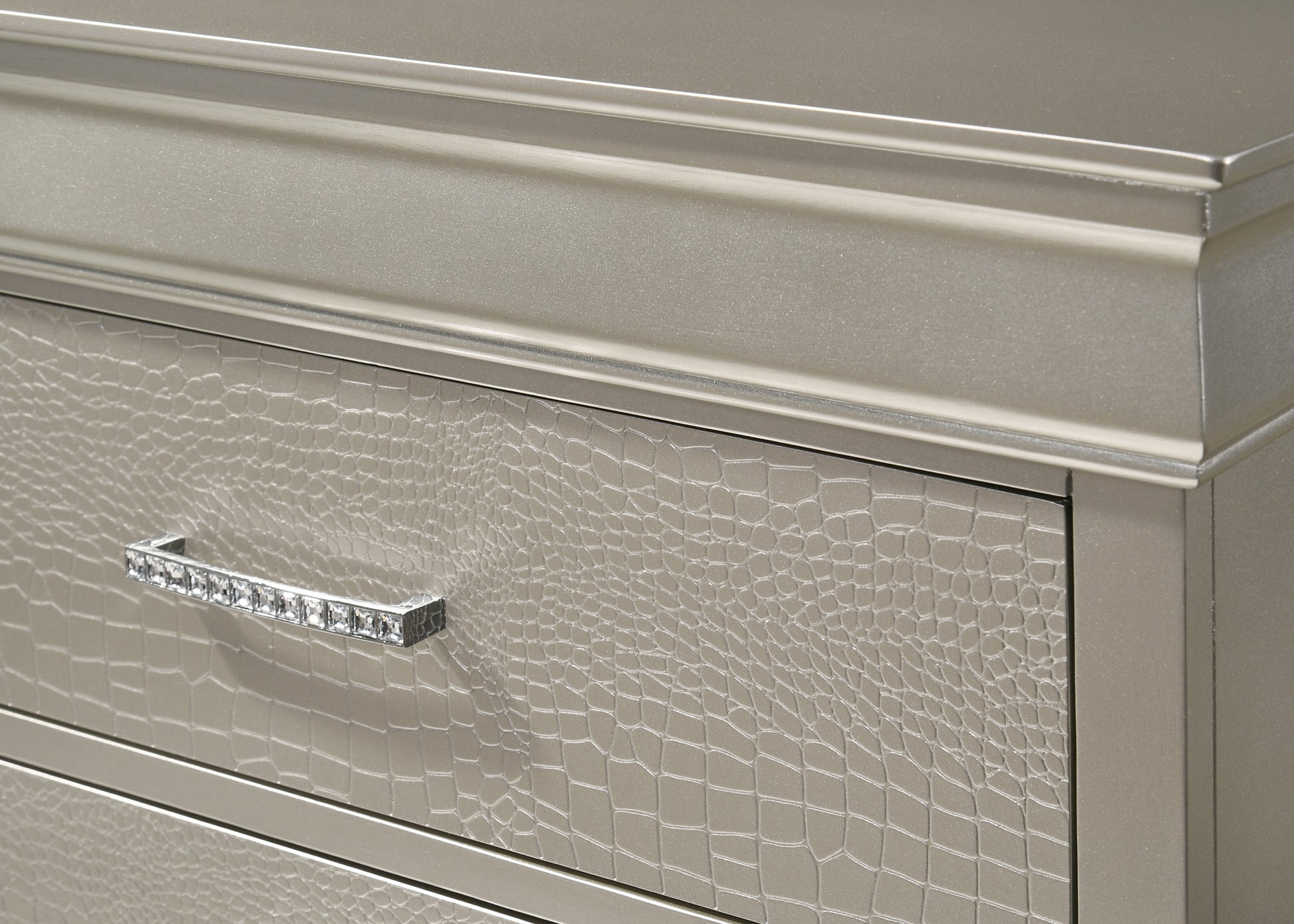 5 Drawer Tall Chest Modern 1Pc Beige Champagne Texture Finish Solid Wood Wooden Crystal Tufted Handle Bedroom Home Furniture Beige,Champagne Bedroom Modern Wood