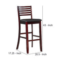 Barstool Withseat And Ladder Back, Espresso Brown Brown Wood Fabric