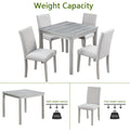 5 Piece Wooden Dining Table Set, Kitchen Table Set With A Square Table And 4 Upholstered Chairs, Wooden Dining Room Table With Crystal Decoration And Chairs Set For Kitchen, Dining Room, Silver Grey Beige Silver Gray Seats 4 Dining Room 4 Leg Square