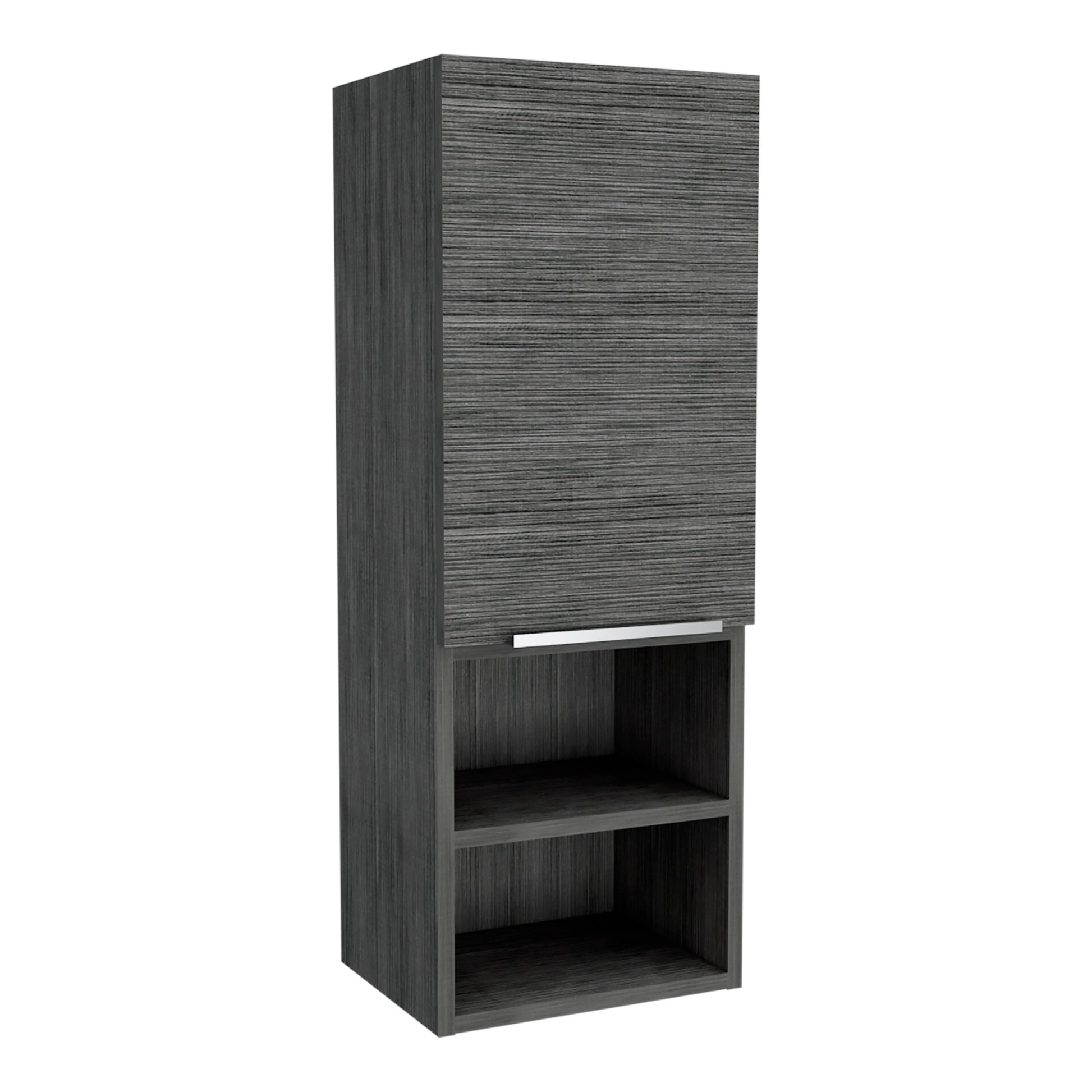 Medicine Single Door Cabinet 32" H, Two External Shelves, Two Interior Shelves, Smokey Oak Gray Particle Board Particle Board