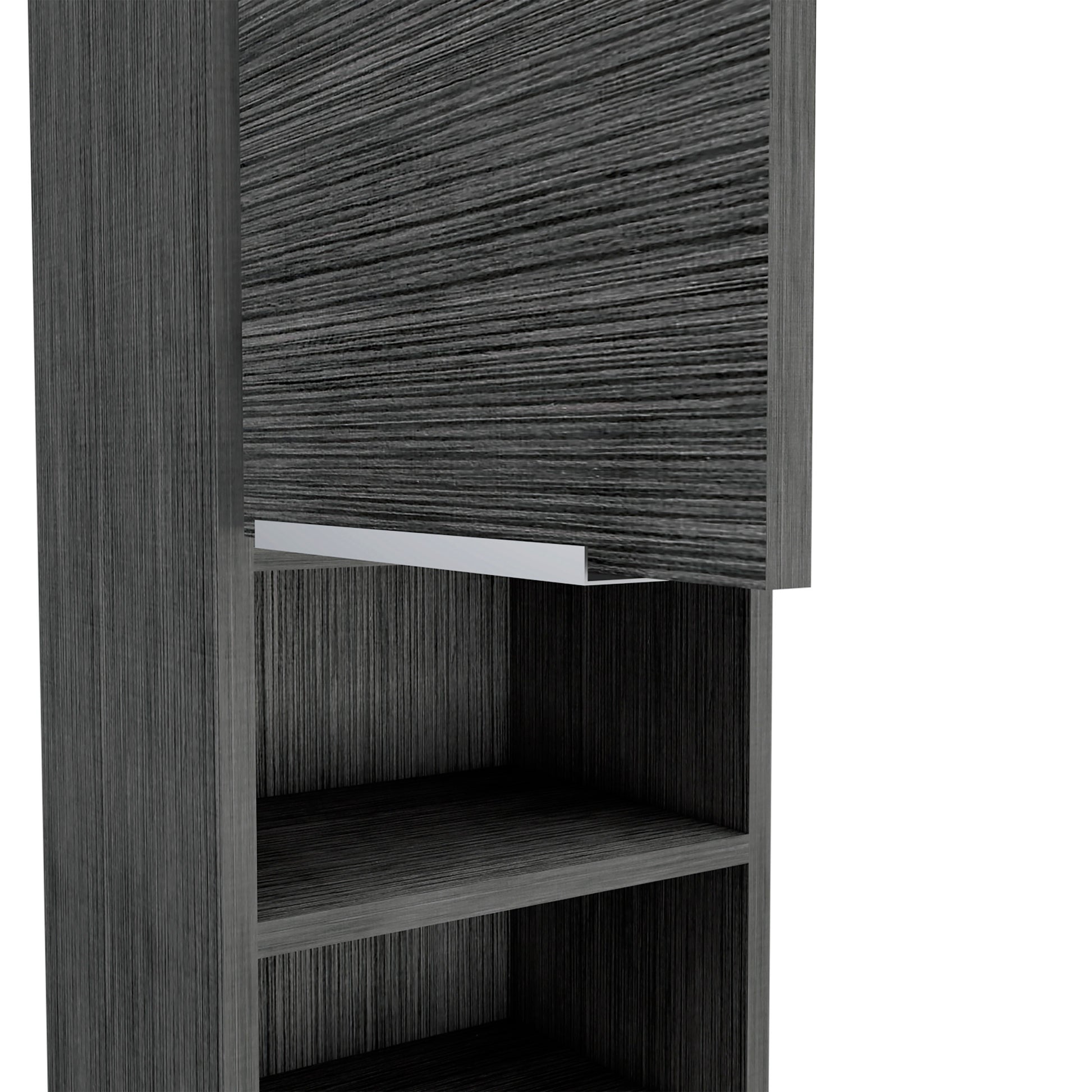 Medicine Single Door Cabinet 32" H, Two External Shelves, Two Interior Shelves, Smokey Oak Gray Particle Board Particle Board