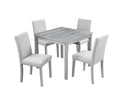 5 Piece Wooden Dining Table Set, Kitchen Table Set With A Square Table And 4 Upholstered Chairs, Wooden Dining Room Table With Crystal Decoration And Chairs Set For Kitchen, Dining Room, Silver Grey Beige Silver Gray Seats 4 Dining Room 4 Leg Square