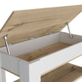 Storage Table, Four Legs, Lower Shelf, Light Oak White Multicolor Particle Board Particle Board