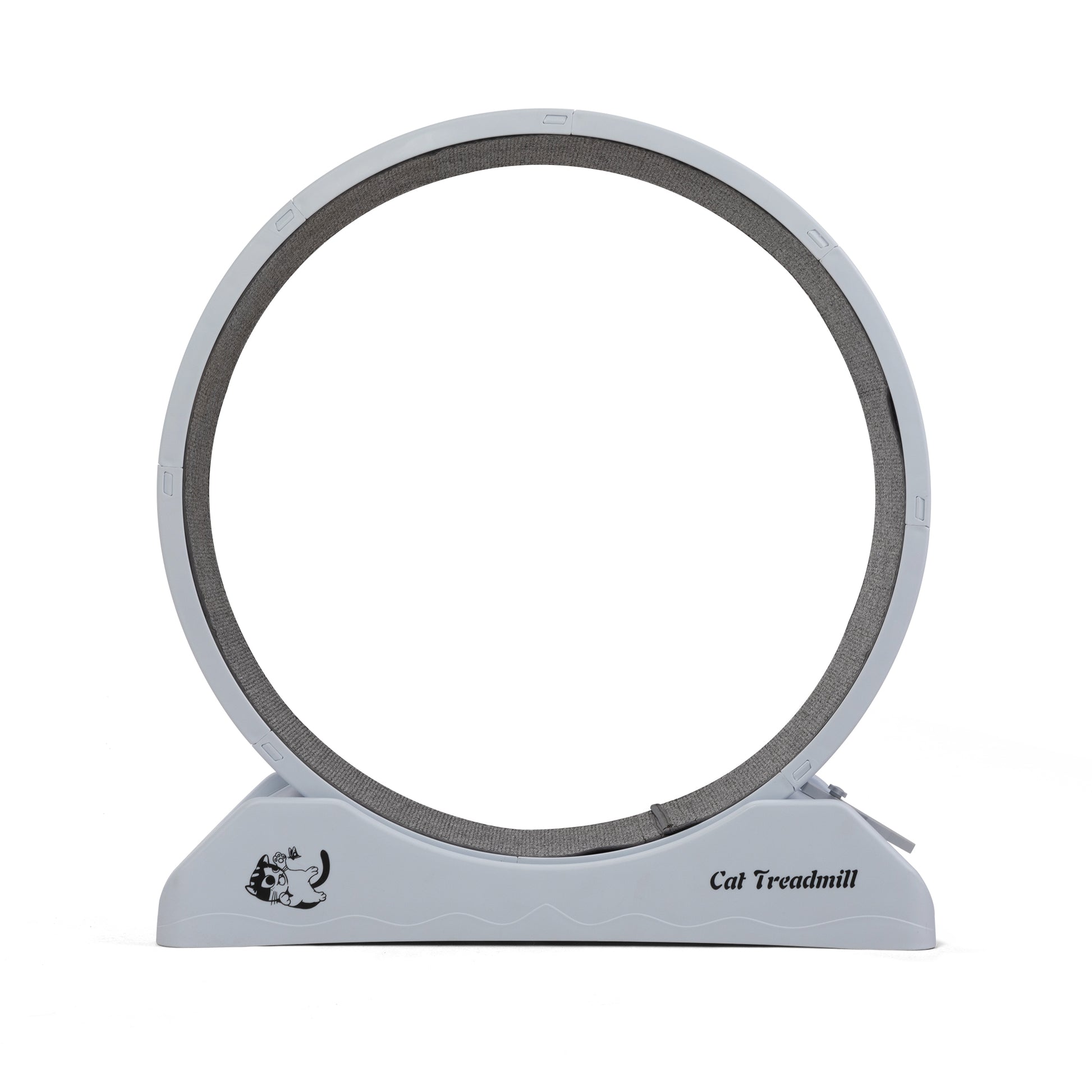 Cat Running Wheel, Small Animal Exercise Treadmill W Locking Mechanism, Carpet Runway, Cat Teaser Toy, Indoo Gray Polypropylene