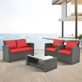 Patio Furniture Sets Dark Gray Seats 4 Pe Rattan Iron Waterproof Fabric