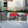 Patio Furniture Sets Dark Gray Seats 4 Pe Rattan Iron Waterproof Fabric
