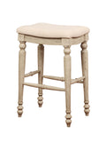 Saddle Top Wooden Bar Stool With Fabric Upholstery,Brown And Beige Beige Brown Wood Fabric