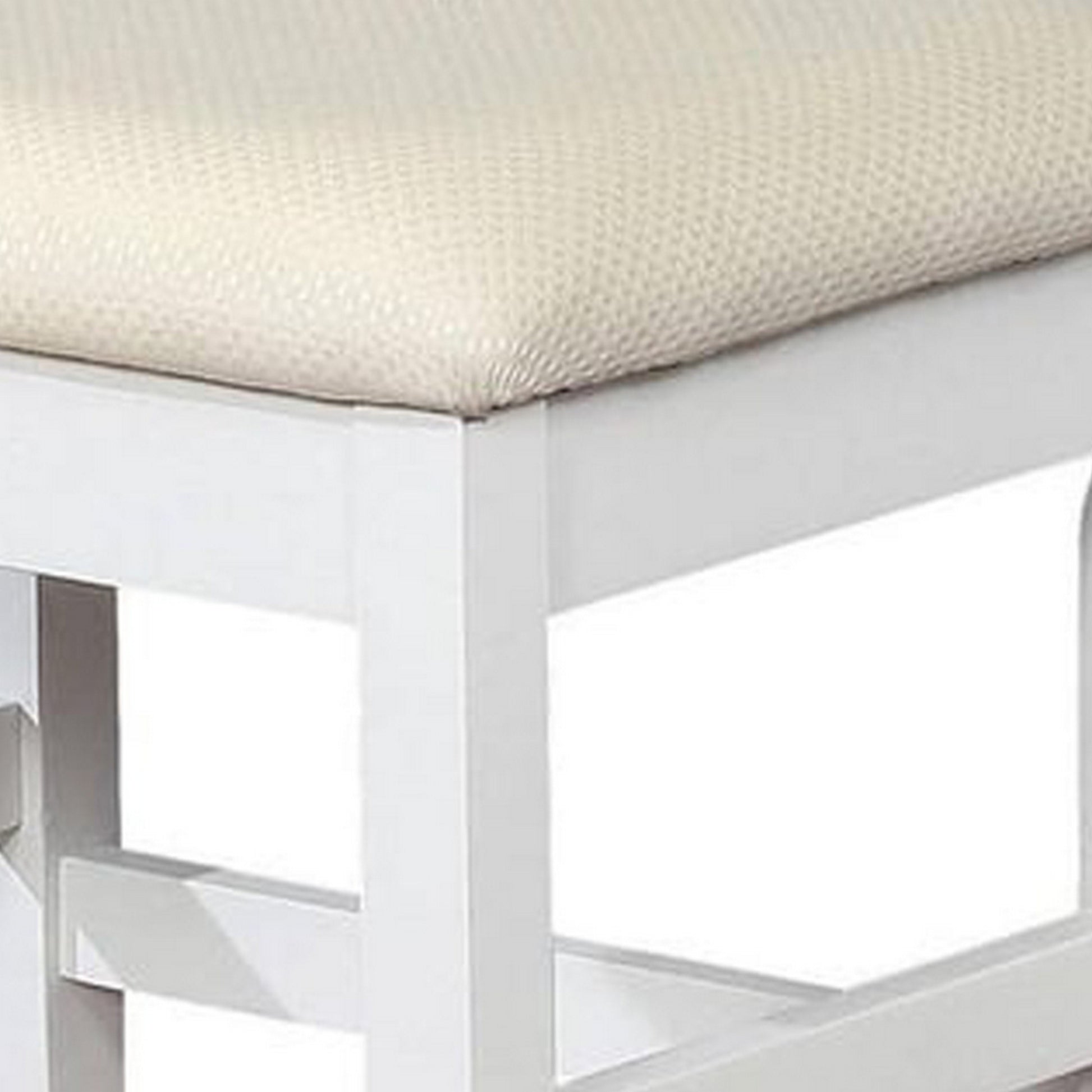 2 Piece Wood Vanity Set, Sturdy Sabre Legs, White, Silver White Silver Wood