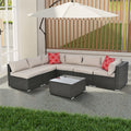 Patio Furniture Sets Yes Dark Gray Seats 6 Pe Rattan Iron Waterproof Fabric
