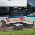 Patio Furniture Sets Yes Dark Gray Seats 6 Pe Rattan Iron Waterproof Fabric