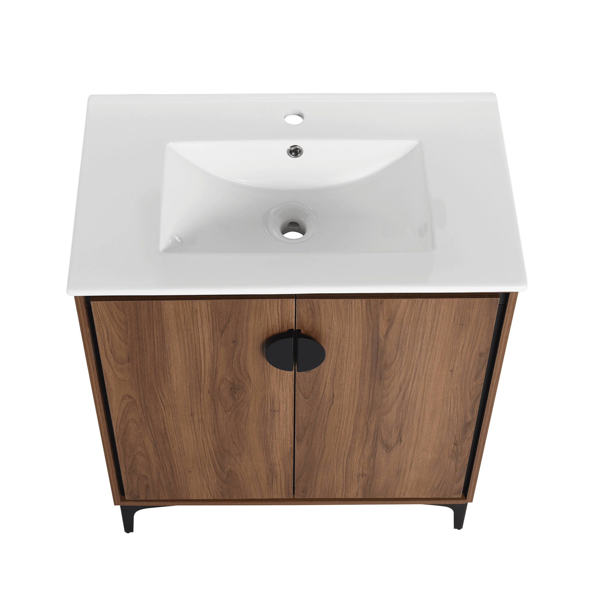 30 "Bathroom Vanity, 2 Doors, Bathroom Cabinet Vanity Freestanding Cabinet Engineered Wood With Sink Brown Bathroom American Design Ceramic Engineered Wood