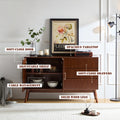 Sideboard Buffet Console Table With Drawers, Media Console With Doors,Storage Cabinet For Living Room & Bedroom Walnut 50 59 Inches Retro Solid Wood Mdf