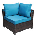Outdoor Garden Patio Furniture 7 Piece Pe Rattan Wicker Cushioned Sofa Sets And Coffee Table, Patio Furniture Set Outdoor Couch Outdoor Couch Patio Furniture Outdoor Sofa Patio Couch Yes Complete Patio Set Brown Blue Rust Resistant Frame Water Resistant