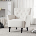 Mid Century Morden Arm Chair, Accent Chair With Ergonomic Cushion,Upholstered In Linen Fabric, Solid Wood Legs,Upholstered Single Sofa Club Chair For Living Room, Bedroom, Home Office,Cream. Cream Primary Living Space Mid Century Modern,Modern Rubberwood