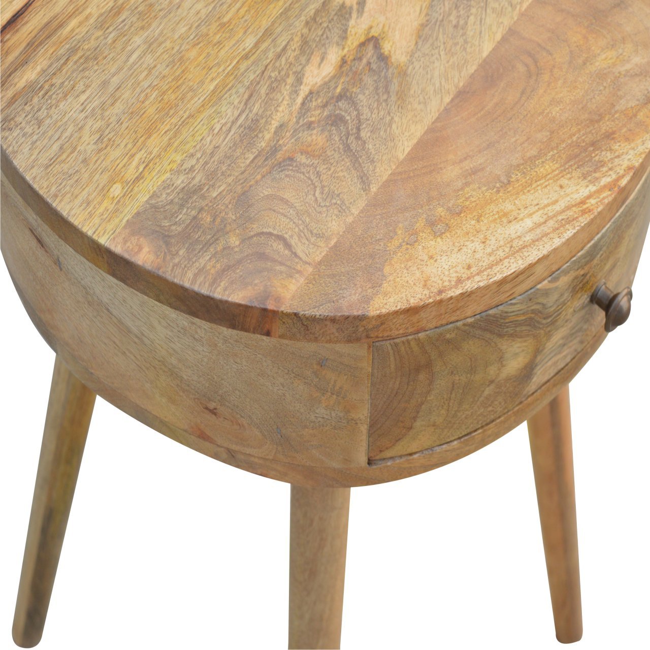 Nordic Circular Shaped Bedside Oak Solid Wood