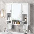 35'' X 28'' Modern Wall Mounted Bathroom Storage Cabinet, Bathroom Wall Cabinet With Mirror, Medicine Cabinet With Towels Bar White 3 5 Mirror Included Bathroom Wall Mounted Mdf Painted