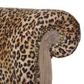 Leopard Print Studded Chair Brown Foam Wood Fabric